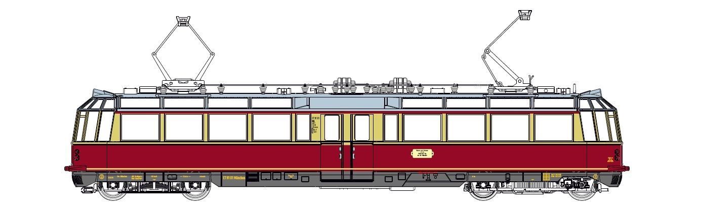 51020100 ET 9101 DB Epoche III rot-beige Kres 51020100 - Triebzug ET 9101 DB Ep.III rot/beige TT 1:120